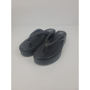 No Boundaries Womens Black Platform Thong Sandals Chunky Wedge WMNB22FM007 Size8